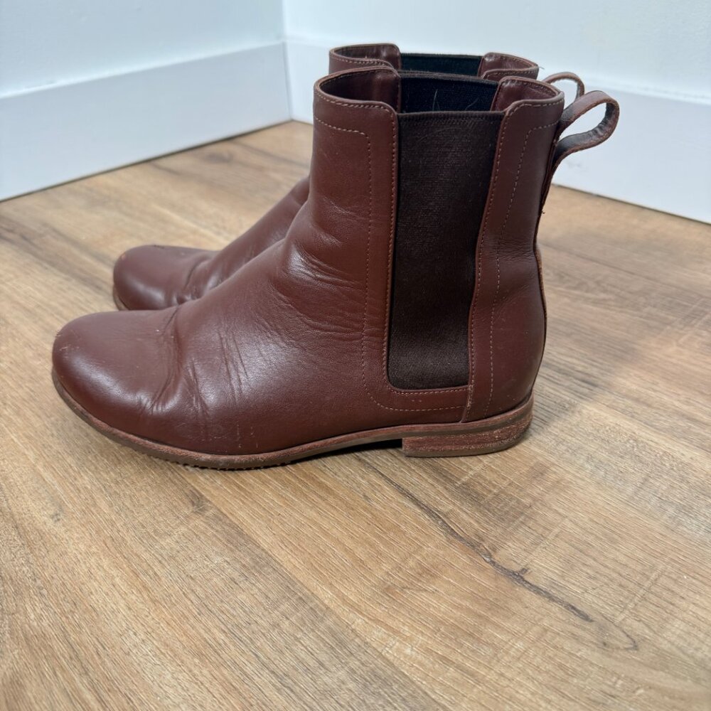 Poppy Barley Leather Chelsea Boot Chocolate Brown Minimalist Classic 6.5 - Picture 3 of 11